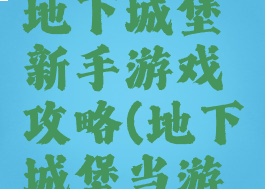 手机游戏地下城堡新手游戏攻略(地下城堡当游网)