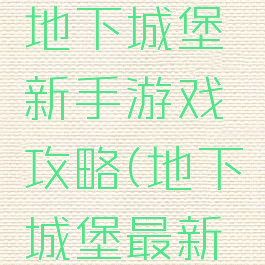 手机游戏地下城堡新手游戏攻略(地下城堡最新攻略)