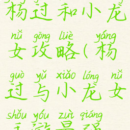 手机游戏杨过和小龙女攻略(杨过与小龙女手游最强阵容)