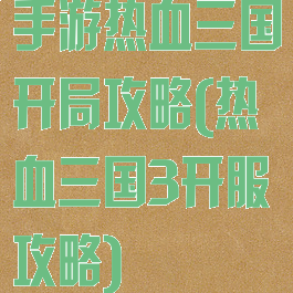 手游热血三国开局攻略(热血三国3开服攻略)