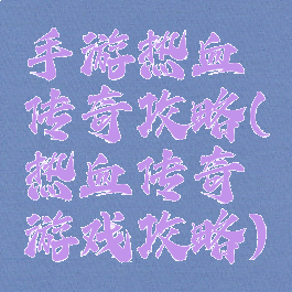 手游热血传奇攻略(热血传奇游戏攻略)