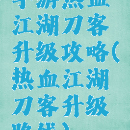 手游热血江湖刀客升级攻略(热血江湖刀客升级路线)