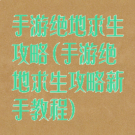 手游绝地求生攻略(手游绝地求生攻略新手教程)
