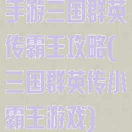 手游三国群英传霸王攻略(三国群英传小霸王游戏)