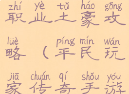 手游传奇单职业土豪攻略(平民玩家传奇手游)