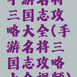 手游名将三国志攻略大全(手游名将三国志攻略大全视频)