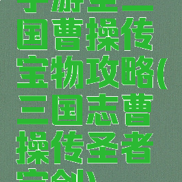 手游圣三国曹操传宝物攻略(三国志曹操传圣者宝剑)