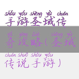 手游圣域传奇攻略(圣域传说手游)