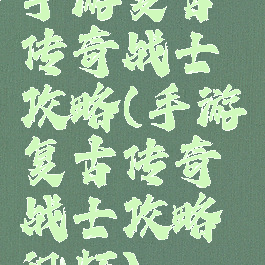 手游复古传奇战士攻略(手游复古传奇战士攻略视频)