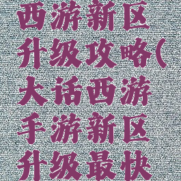 手游大话西游新区升级攻略(大话西游手游新区升级最快的攻略)