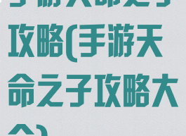 手游天命之子攻略(手游天命之子攻略大全)