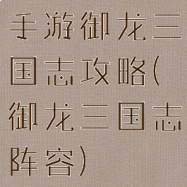 手游御龙三国志攻略(御龙三国志阵容)
