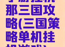 手游挂机那三国攻略(三国策略单机挂机游戏)