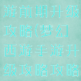 手游梦幻西游前期升级攻略(梦幻西游手游升级攻略攻略大全教学)