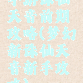 手游诛仙天音前期攻略(梦幻新诛仙天音新手攻略)