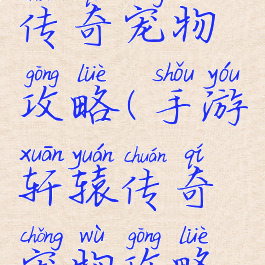 手游轩辕传奇宠物攻略(手游轩辕传奇宠物攻略视频)