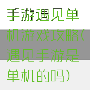 手游遇见单机游戏攻略(遇见手游是单机的吗)