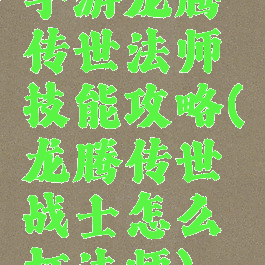 手游龙腾传世法师技能攻略(龙腾传世战士怎么打法师)