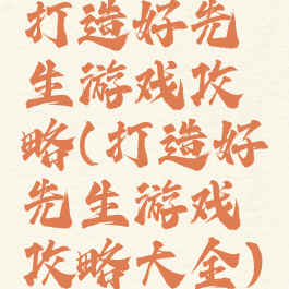 打造好先生游戏攻略(打造好先生游戏攻略大全)