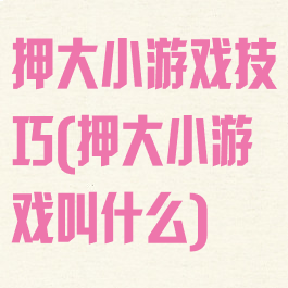 押大小游戏技巧(押大小游戏叫什么)