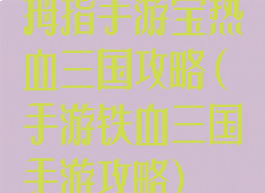 拇指手游宝热血三国攻略(手游铁血三国手游攻略)