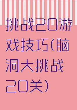 挑战20游戏技巧(脑洞大挑战20关)