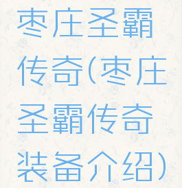 枣庄圣霸传奇(枣庄圣霸传奇装备介绍)