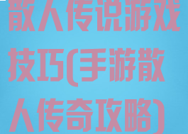 散人传说游戏技巧(手游散人传奇攻略)