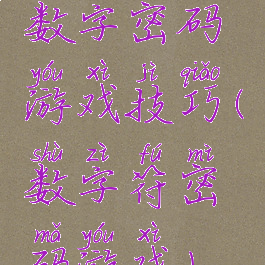 数字密码游戏技巧(数字符密码游戏)