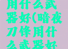 暗夜刀锋用什么武器好(暗夜刀锋用什么武器好用)