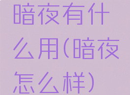 暗夜有什么用(暗夜怎么样)