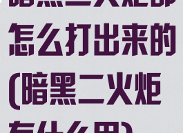 暗黑二火炬都怎么打出来的(暗黑二火炬有什么用)