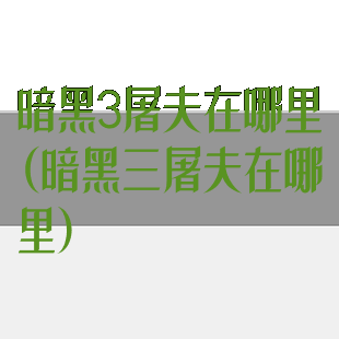 暗黑3屠夫在哪里(暗黑三屠夫在哪里)