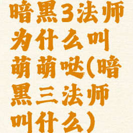 暗黑3法师为什么叫萌萌哒(暗黑三法师叫什么)