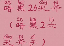 暗黑26孔斧(暗黑2六孔斧子)