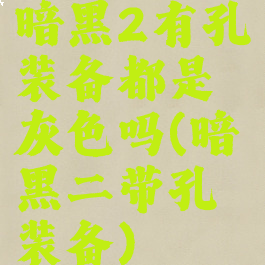 暗黑2有孔装备都是灰色吗(暗黑二带孔装备)