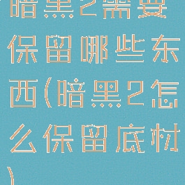 暗黑2需要保留哪些东西(暗黑2怎么保留底材)