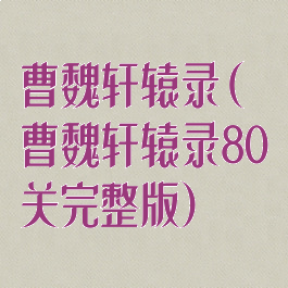 曹魏轩辕录(曹魏轩辕录80关完整版)