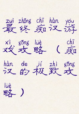 最终痴汉游戏攻略(痴汉的极致攻略)
