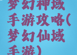 梦幻神域手游攻略(梦幻仙域手游)