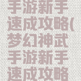 梦幻神武手游新手速成攻略(梦幻神武手游新手速成攻略图)