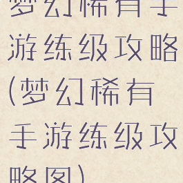 梦幻稀有手游练级攻略(梦幻稀有手游练级攻略图)