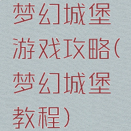 梦幻城堡游戏攻略(梦幻城堡教程)
