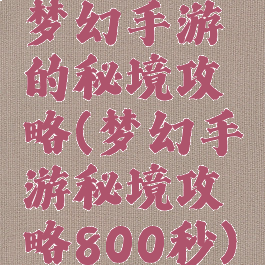 梦幻手游的秘境攻略(梦幻手游秘境攻略800秒)