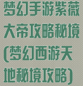 梦幻手游紫薇大帝攻略秘境(梦幻西游天地秘境攻略)