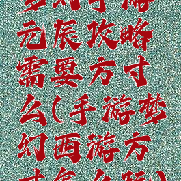 梦幻手游元辰攻略需要方寸么(手游梦幻西游方寸怎么玩)