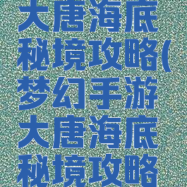 梦幻手游大唐海底秘境攻略(梦幻手游大唐海底秘境攻略图)