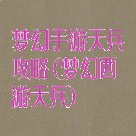 梦幻手游天兵攻略(梦幻西游天兵)