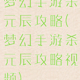 梦幻手游杀元辰攻略(梦幻手游杀元辰攻略视频)