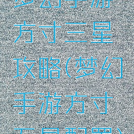 梦幻手游方寸三星攻略(梦幻手游方寸五星配置)